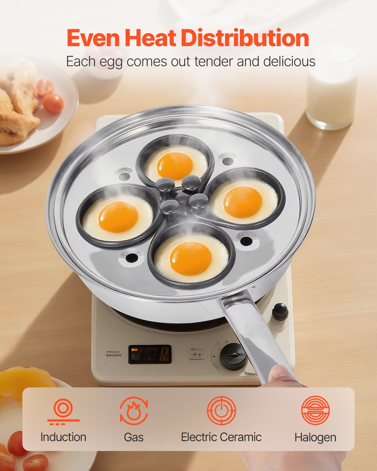 4-Cup Egg Poacher Pan with Glass Lid – photo 2
