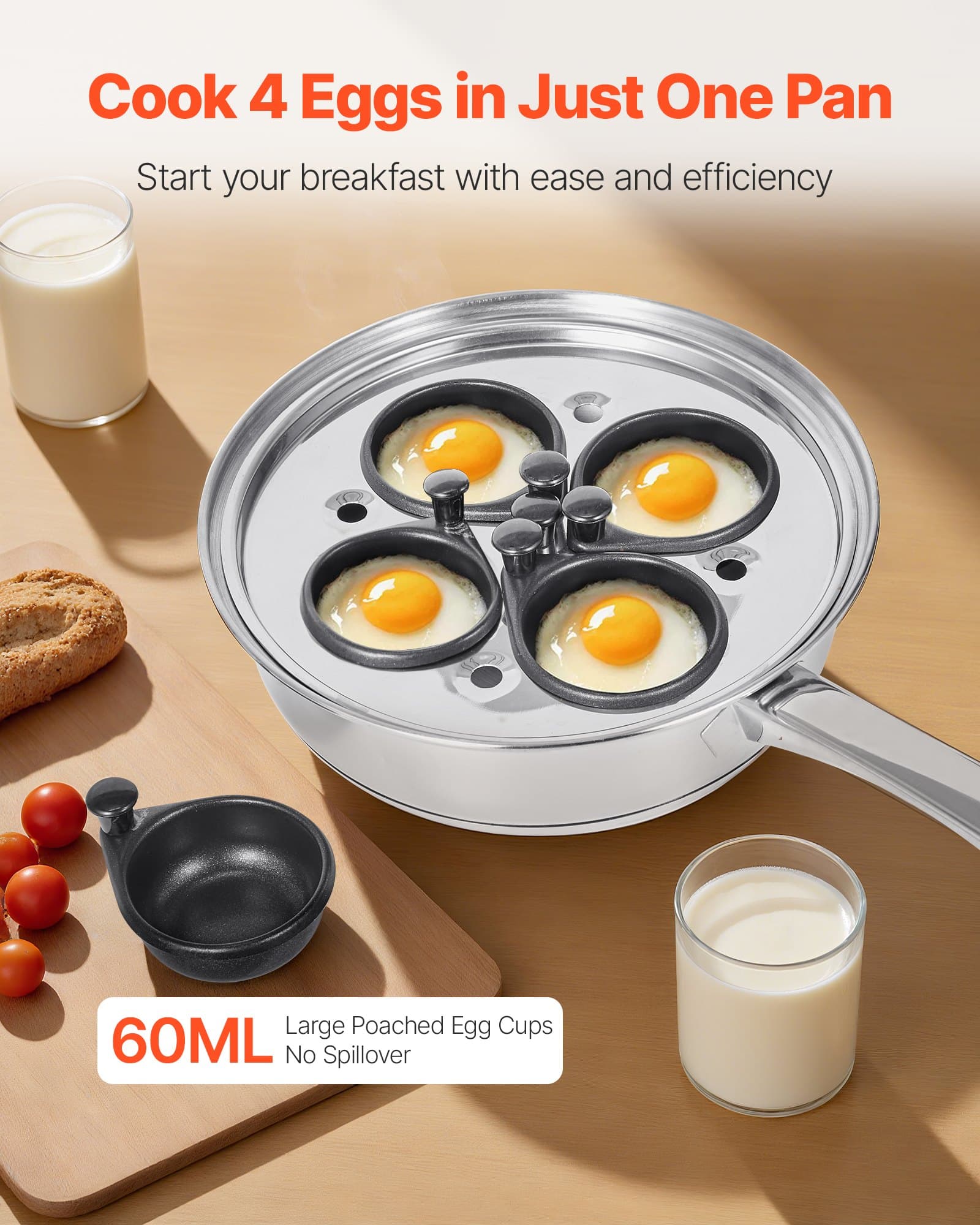 4-Cup Egg Poacher Pan with Glass Lid – photo 5