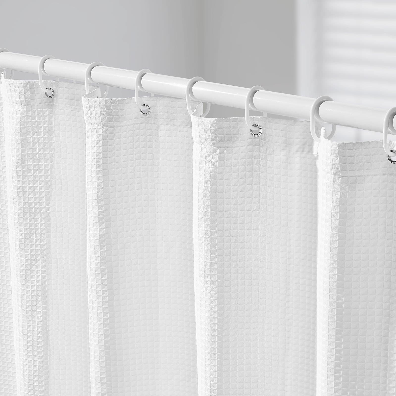 White Waffle Fabric Shower Curtain, 72 x 72 in