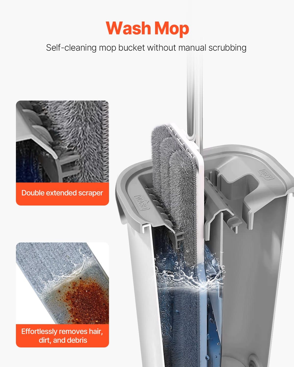 Flat Mop and Bucket Set with 3 Washable Microfiber Pads – photo 2