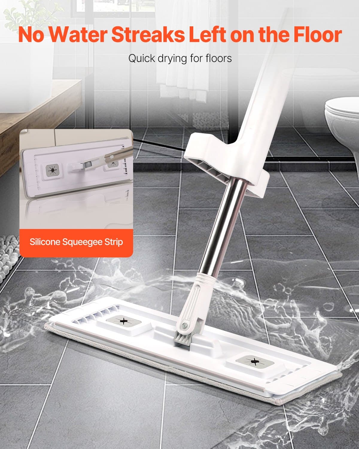 Self-Wringing Flat Mop with 4 Washable Microfiber Pads – photo 2