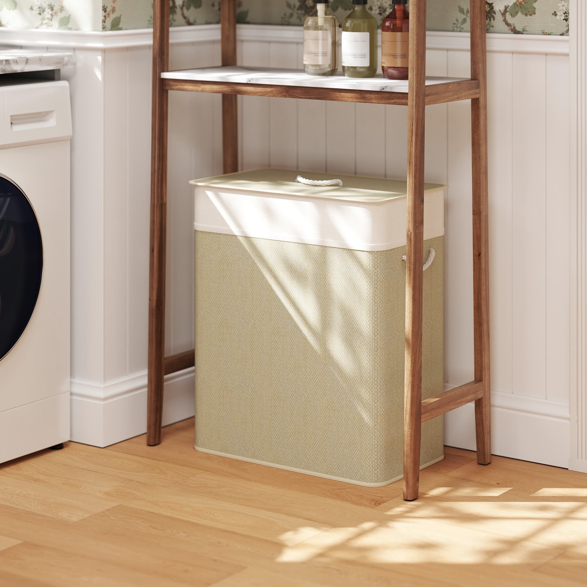 Double Laundry Hamper with Lid, 26.4 Gallon – photo 2