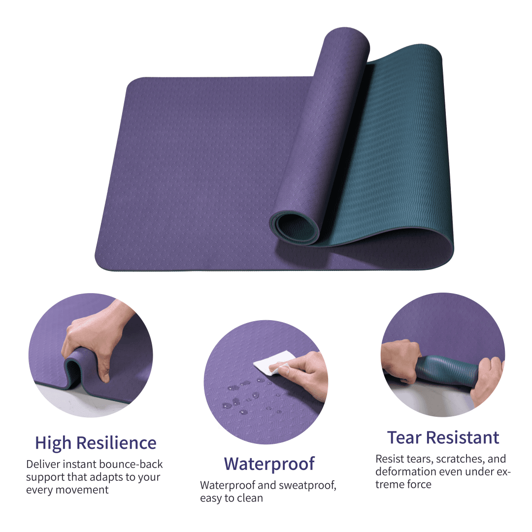 TPE Yoga Mat, 72 x 24 in, Non-Slip, Pink – photo 2