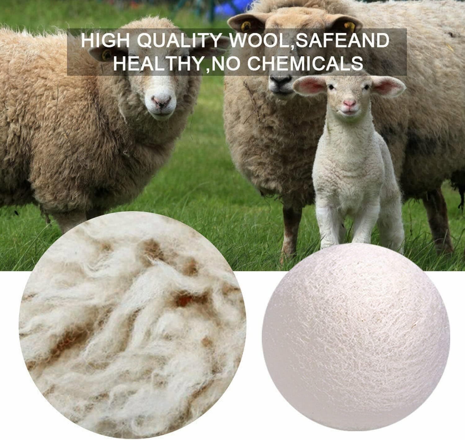 Wool Dryer Balls, 6-Pack, with Storage Bag