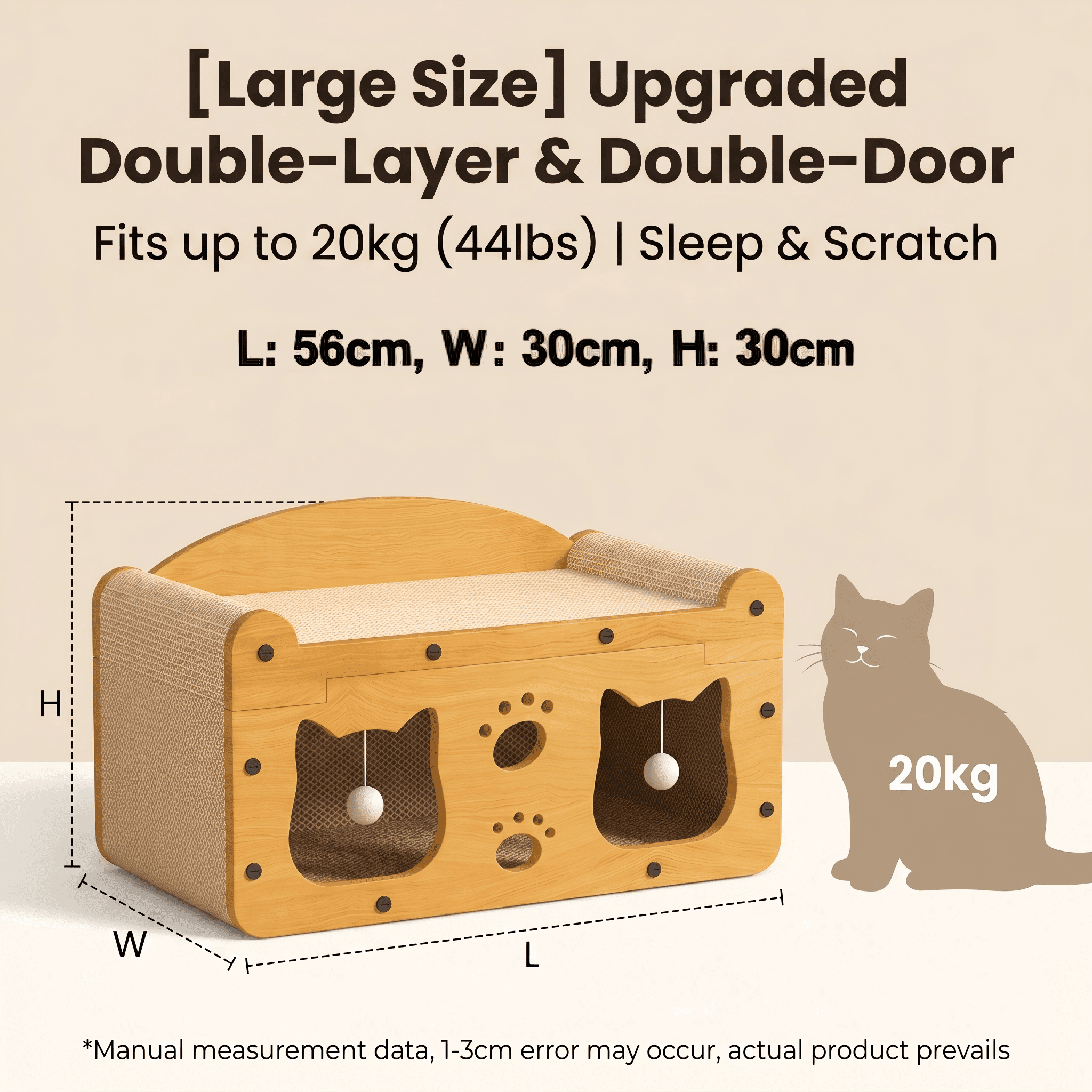 2-Tier Cardboard Cat Scratcher House with Bed on Top – photo 4