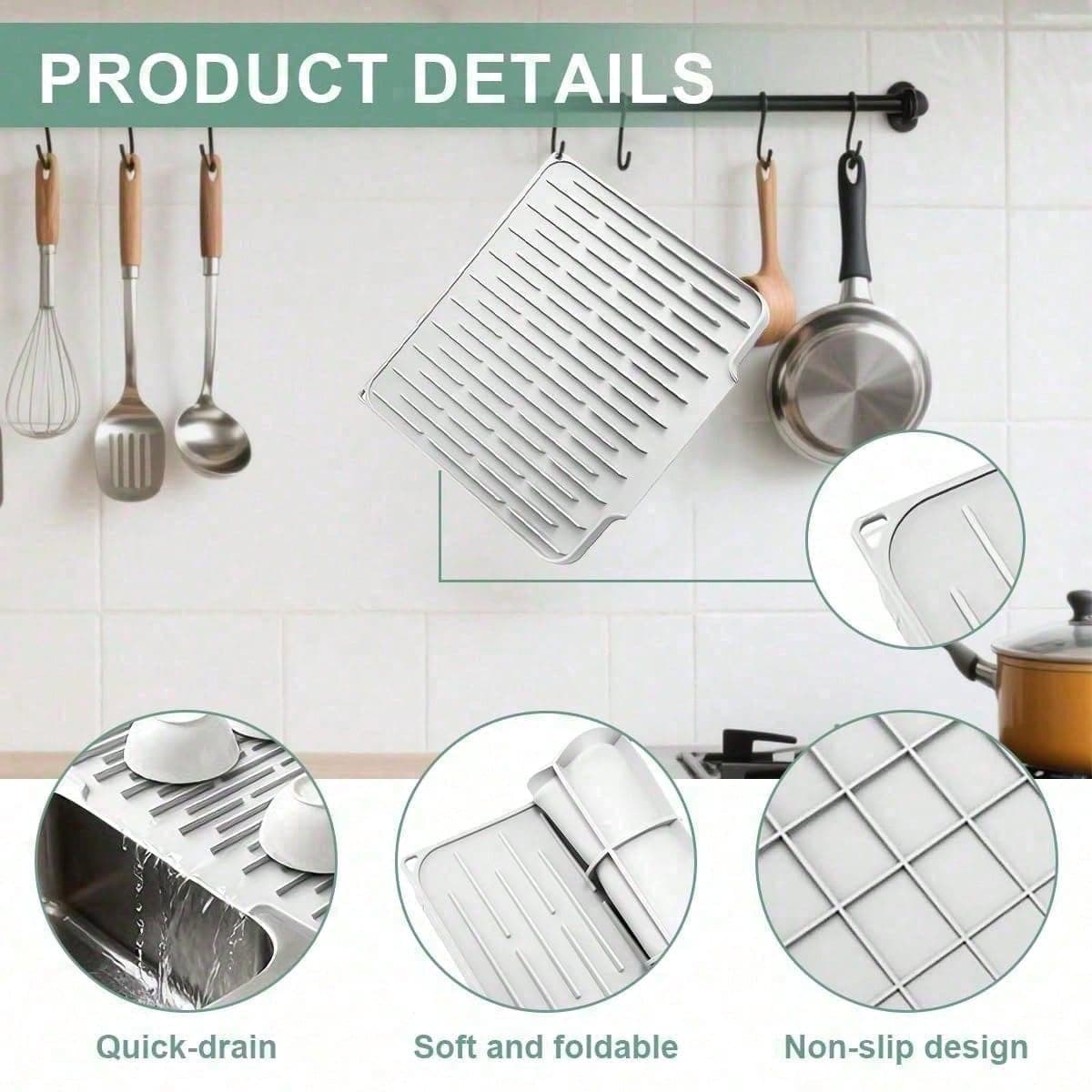 Silicone Dish Drying Mat, Heat Resistant – Black – photo 2
