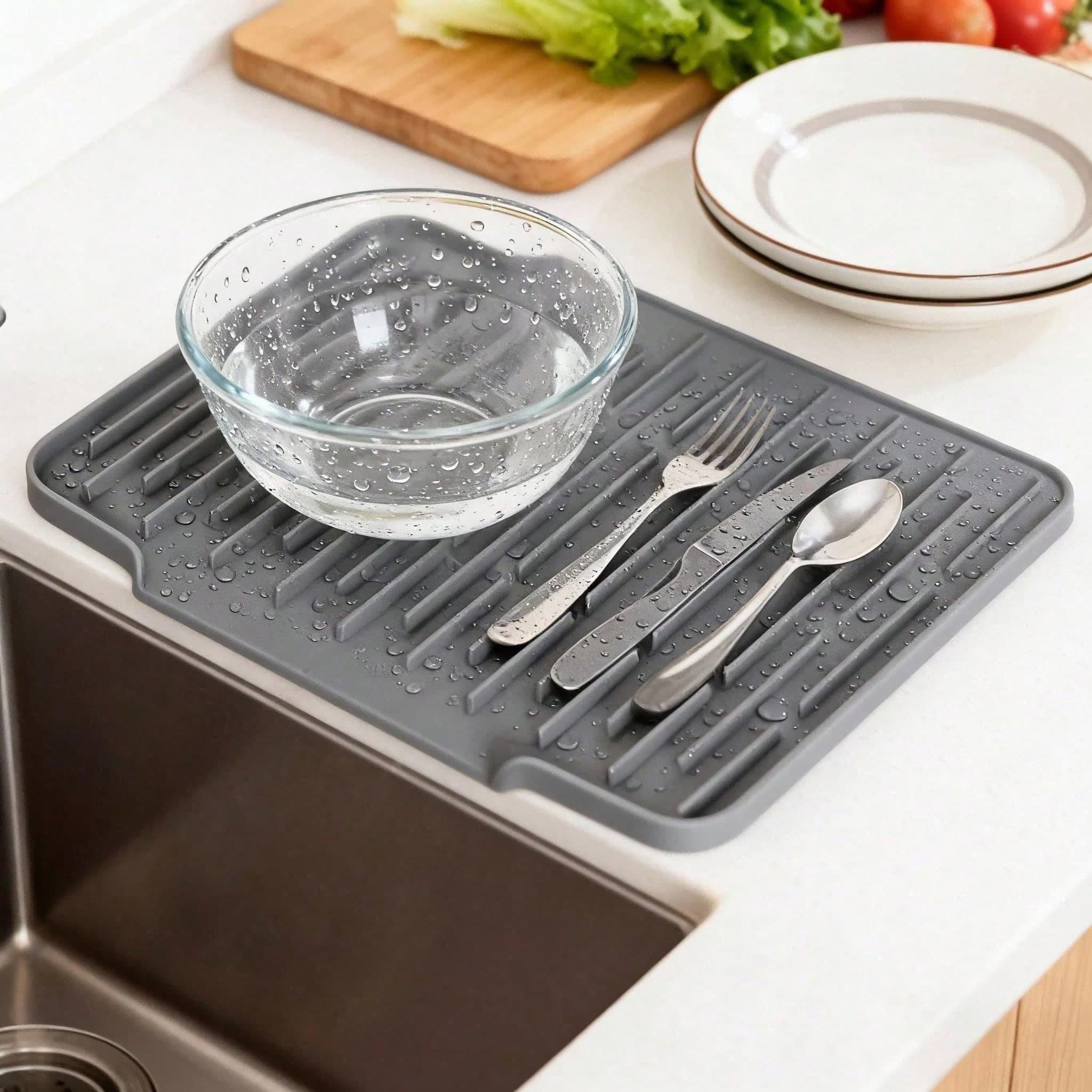 Silicone Dish Drying Mat, Heat Resistant – Black – photo 4
