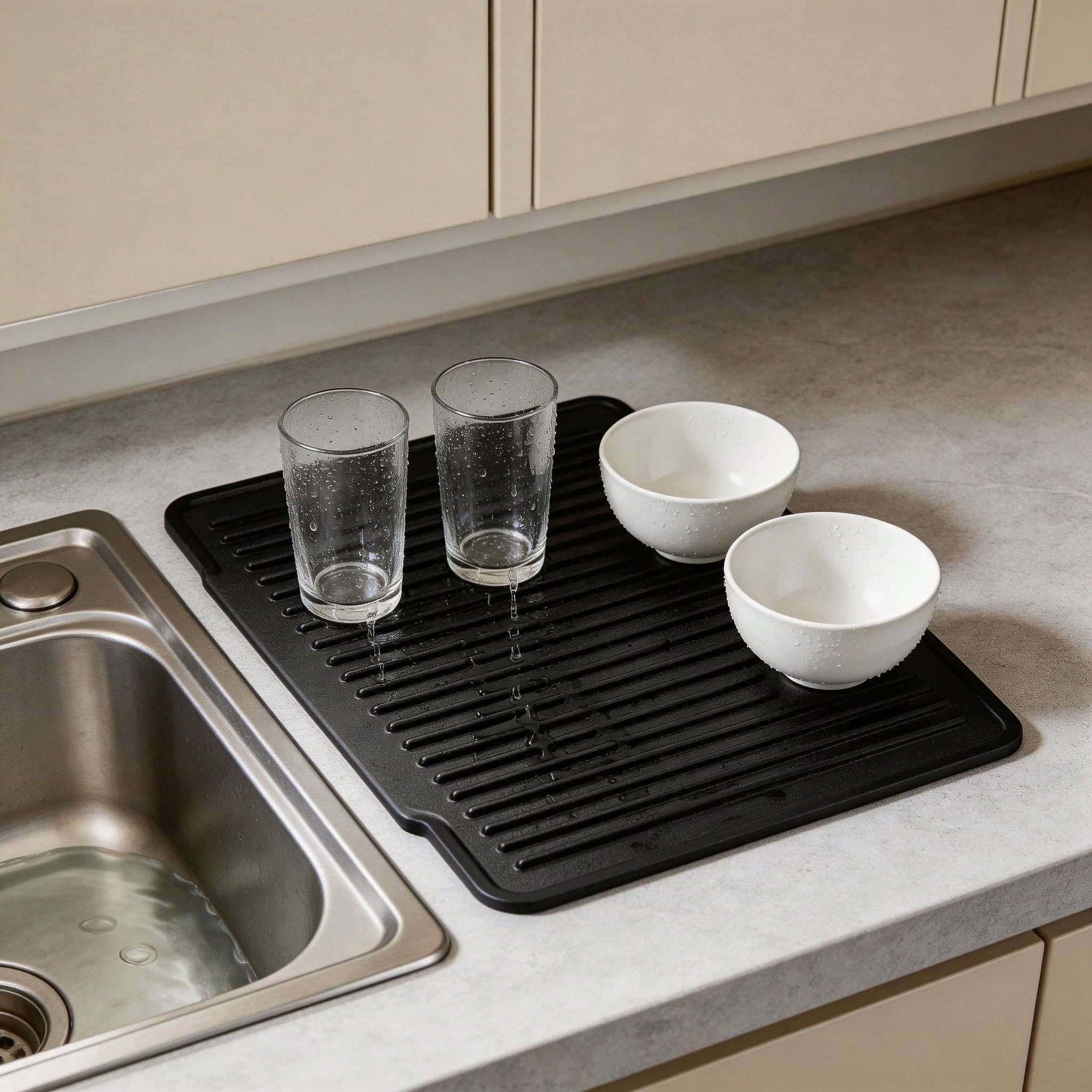 Silicone Dish Drying Mat, Heat Resistant – Black – photo 5