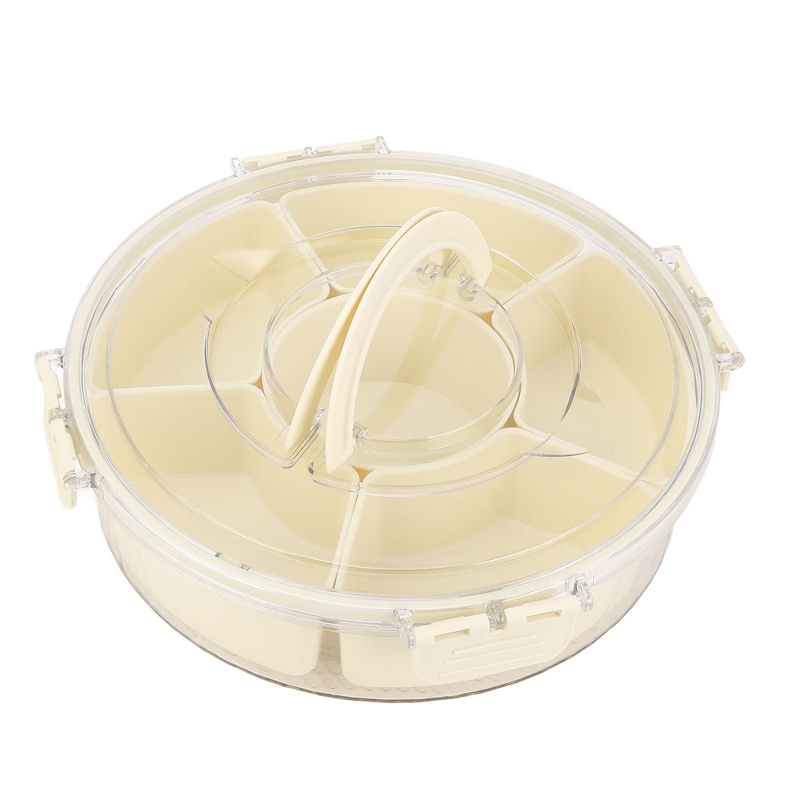 Rotating Snack Tray with Lid, 6 Compartments