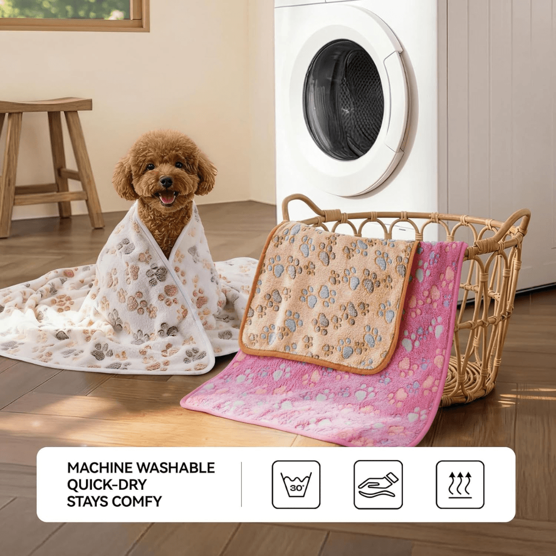 Fleece Pet Blankets, 3-Pack, Soft Coral Velvet – photo 4