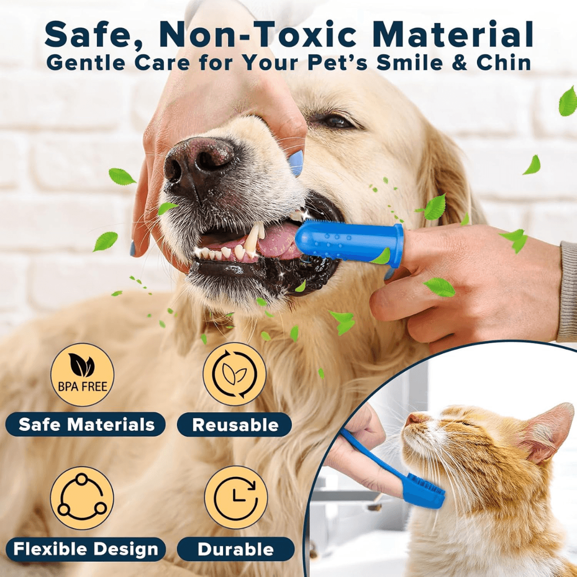 6-Piece Pet Grooming and Bath Set: Silicone Gloves, Brushes and Finger Toothbrushes – photo 2