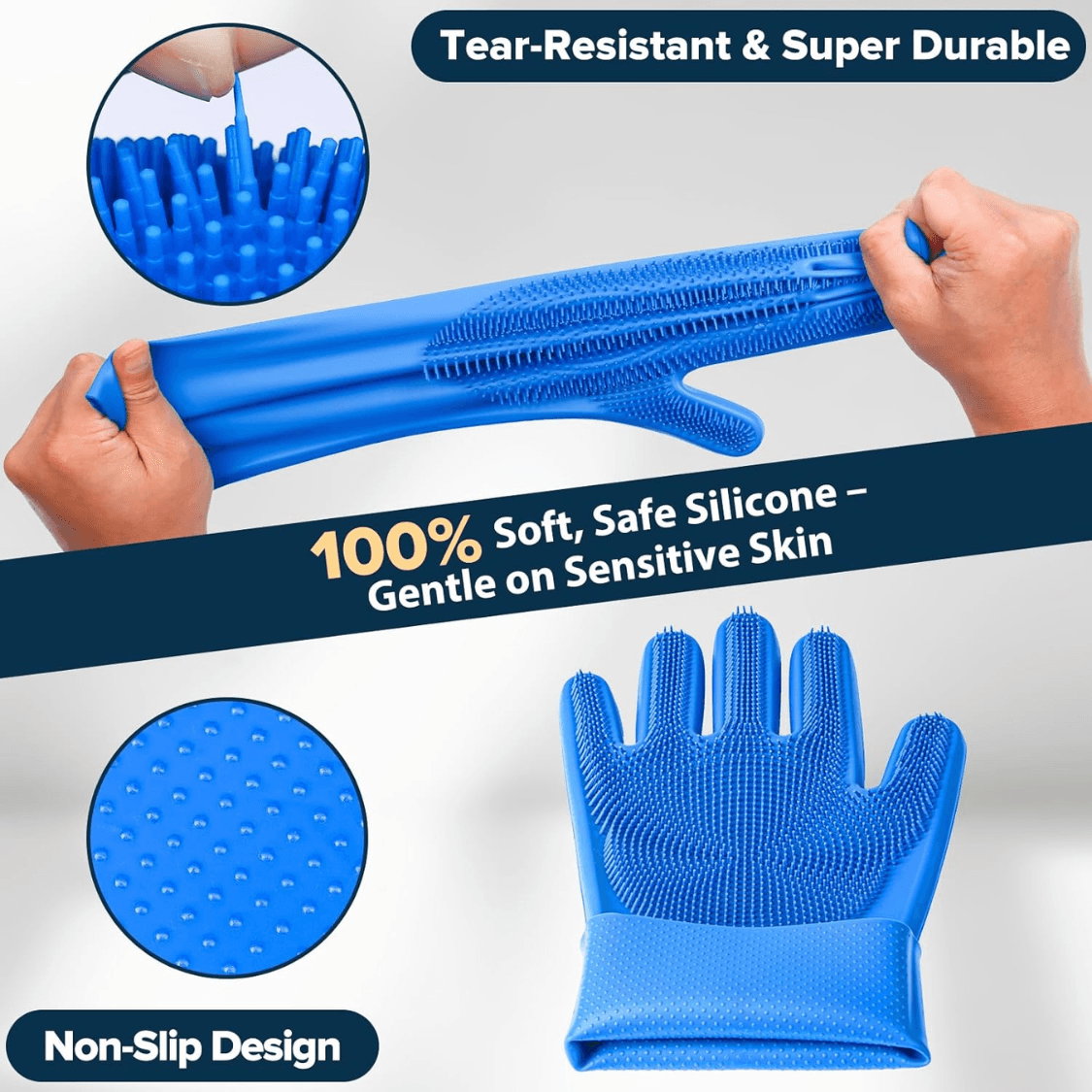 6-Piece Pet Grooming and Bath Set: Silicone Gloves, Brushes and Finger Toothbrushes – photo 4