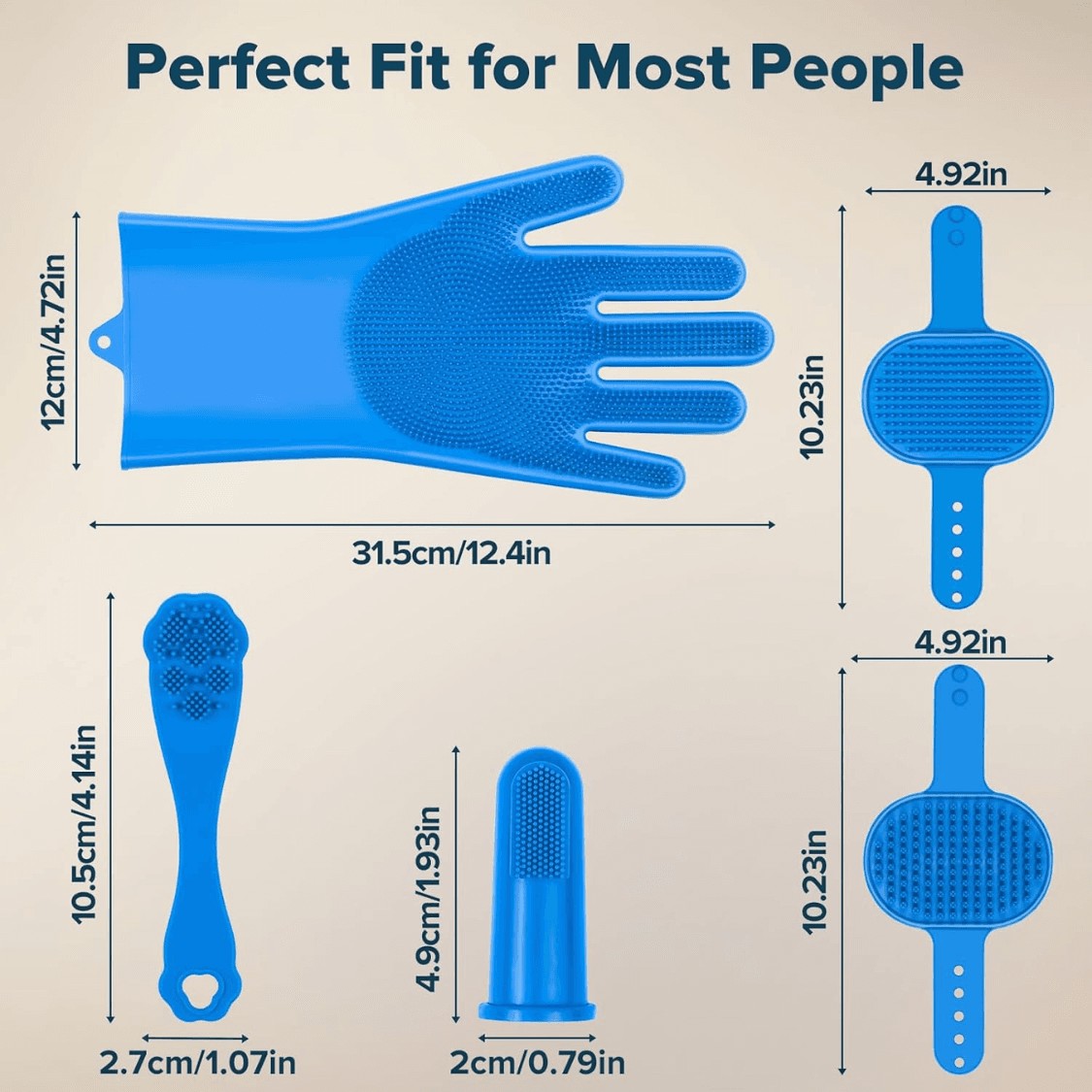6-Piece Pet Grooming and Bath Set: Silicone Gloves, Brushes and Finger Toothbrushes – photo 6