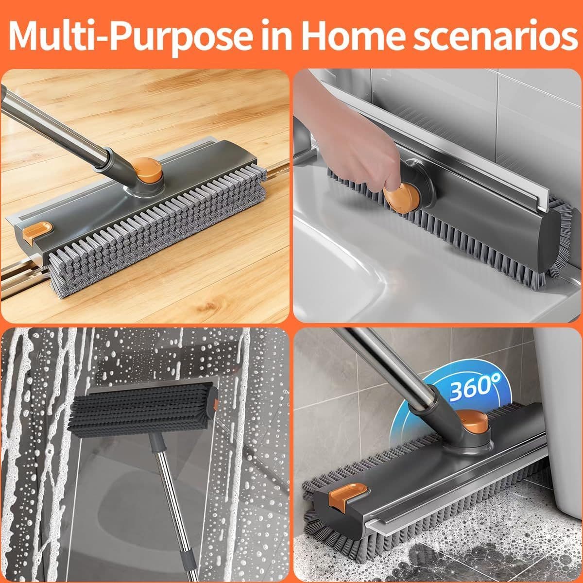 3-in-1 Long-Handle Floor Scrub Brush with Squeegee – photo 6