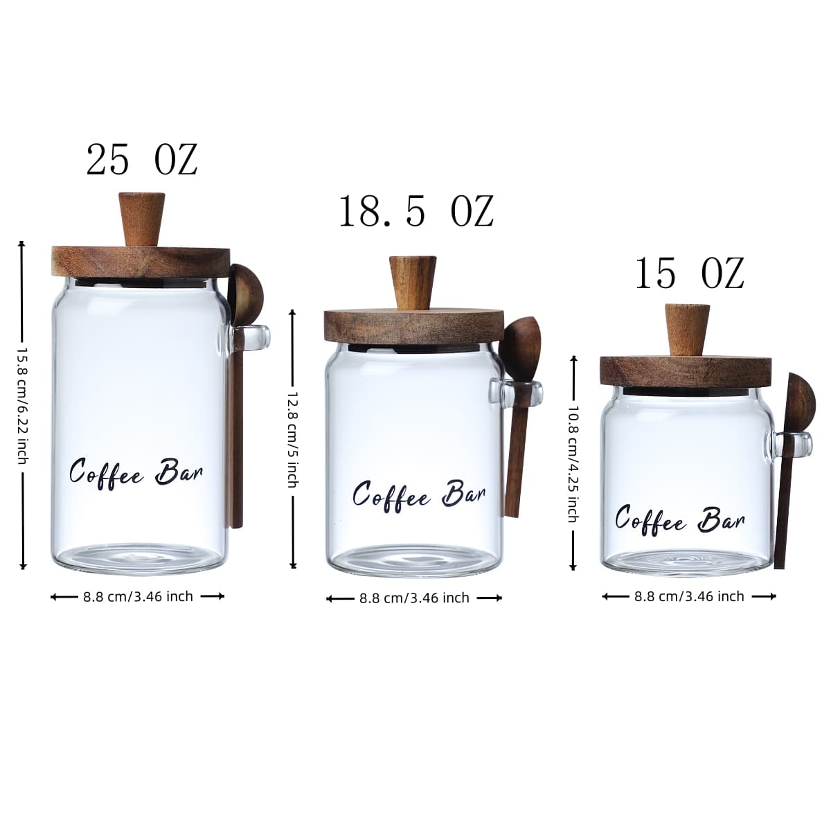 Glass Coffee Jar with Spoon, 18.5 oz – photo 2