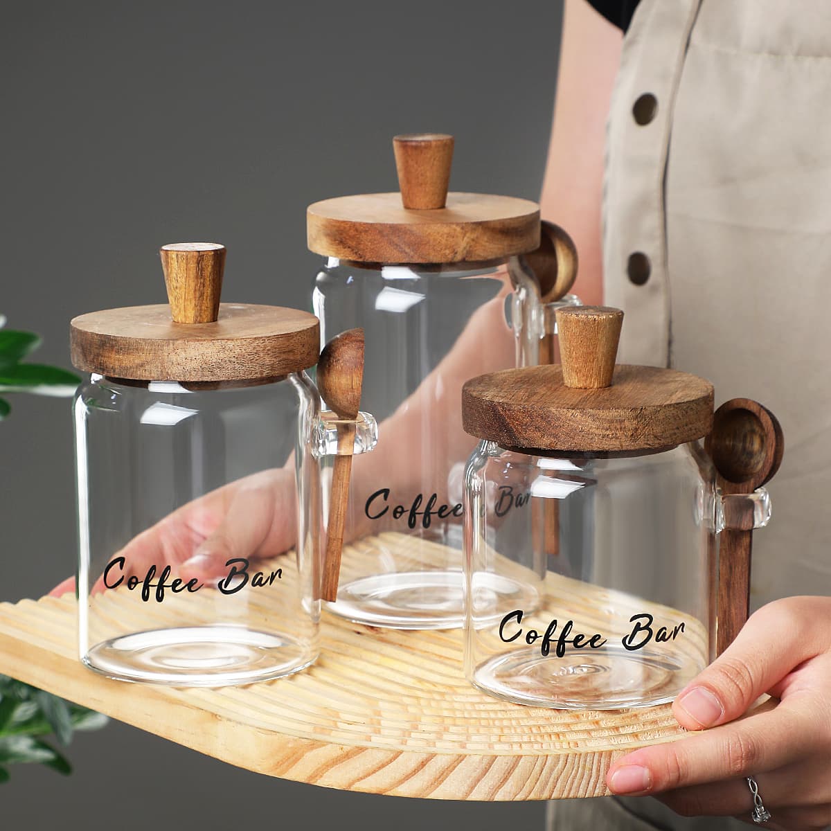 Glass Coffee Jar with Spoon, 18.5 oz – photo 3