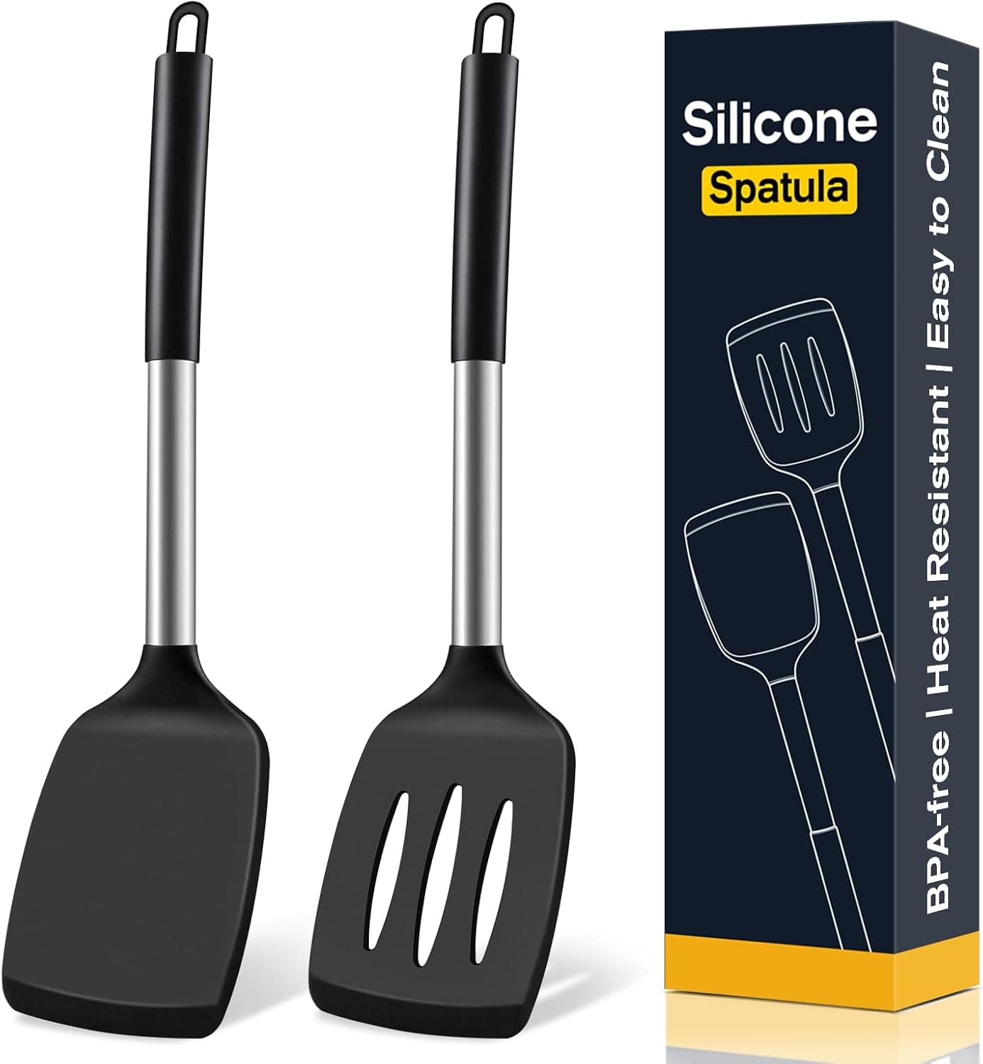 Silicone Spatula Set, Solid and Slotted Turners, 2-Pack – photo 4
