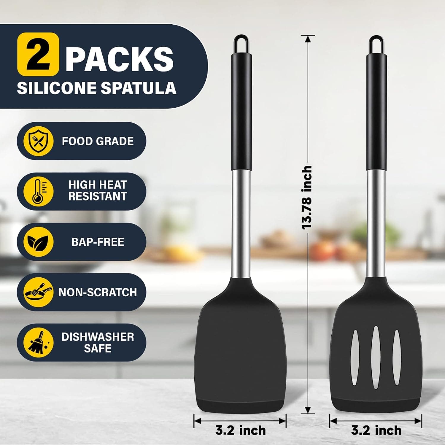 Silicone Spatula Set, Solid and Slotted Turners, 2-Pack – photo 6