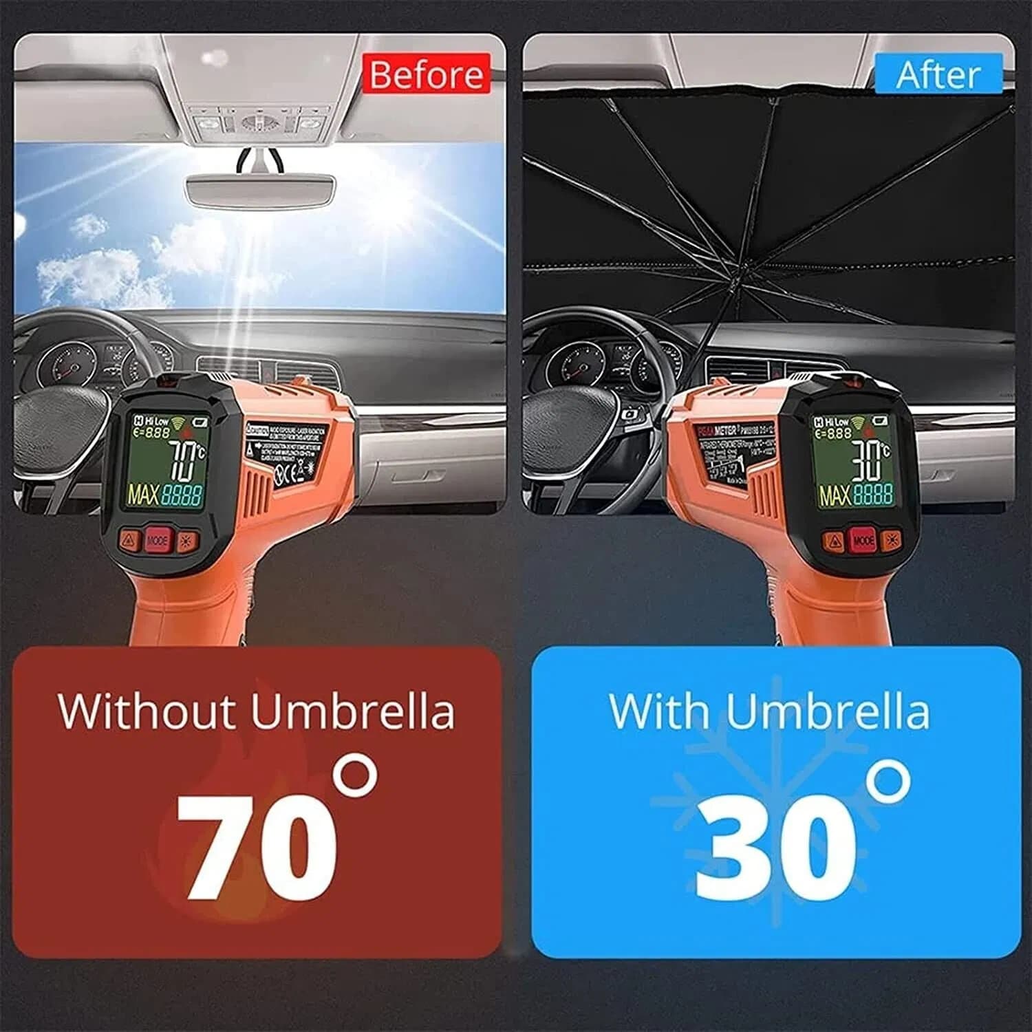 Foldable Umbrella Windshield Sun Shade, 57 x 31 in