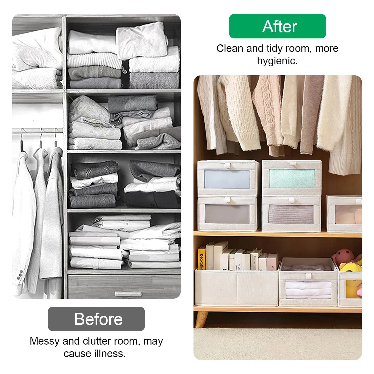 Foldable Closet Storage Bins with Clear Window, 4-Pack – photo 3