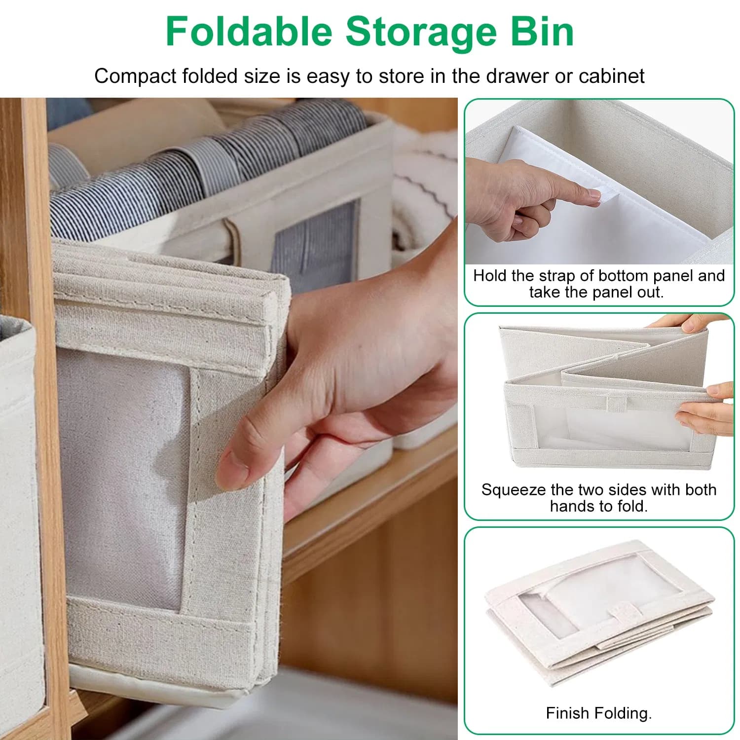 Foldable Closet Storage Bins with Clear Window, 4-Pack – photo 4