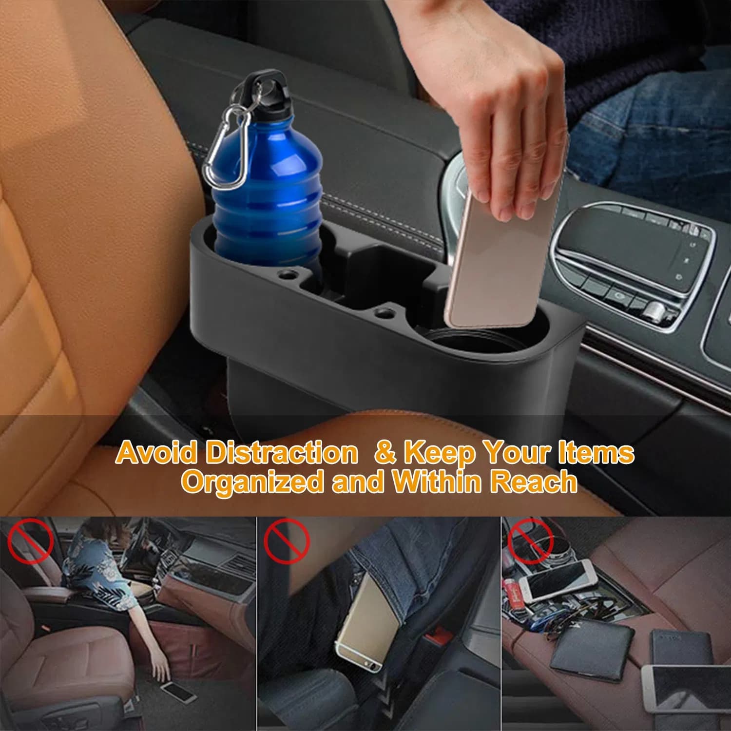 Car Seat Gap Organizer with 2 Cup Holders – photo 6