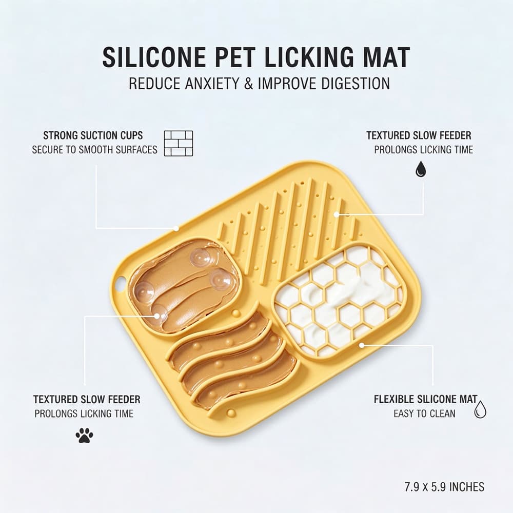 Silicone Pet Lick Mat, 4-Zone Slow Feeder with Suction Cups – photo 2