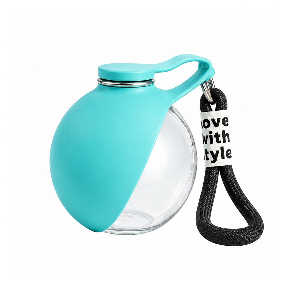 Portable Dog Water Bottle with Foldable Bowl, 285 ml