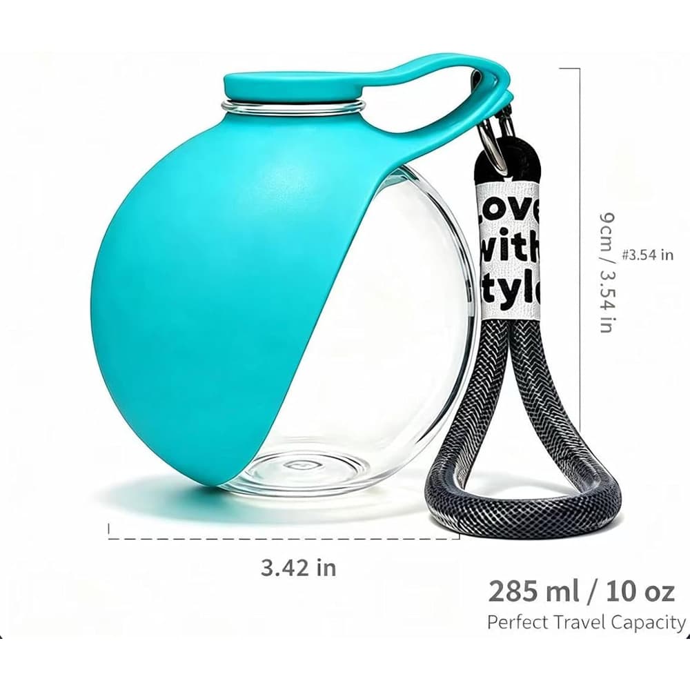 Portable Dog Water Bottle with Foldable Bowl, 285 ml – Blue – photo 2