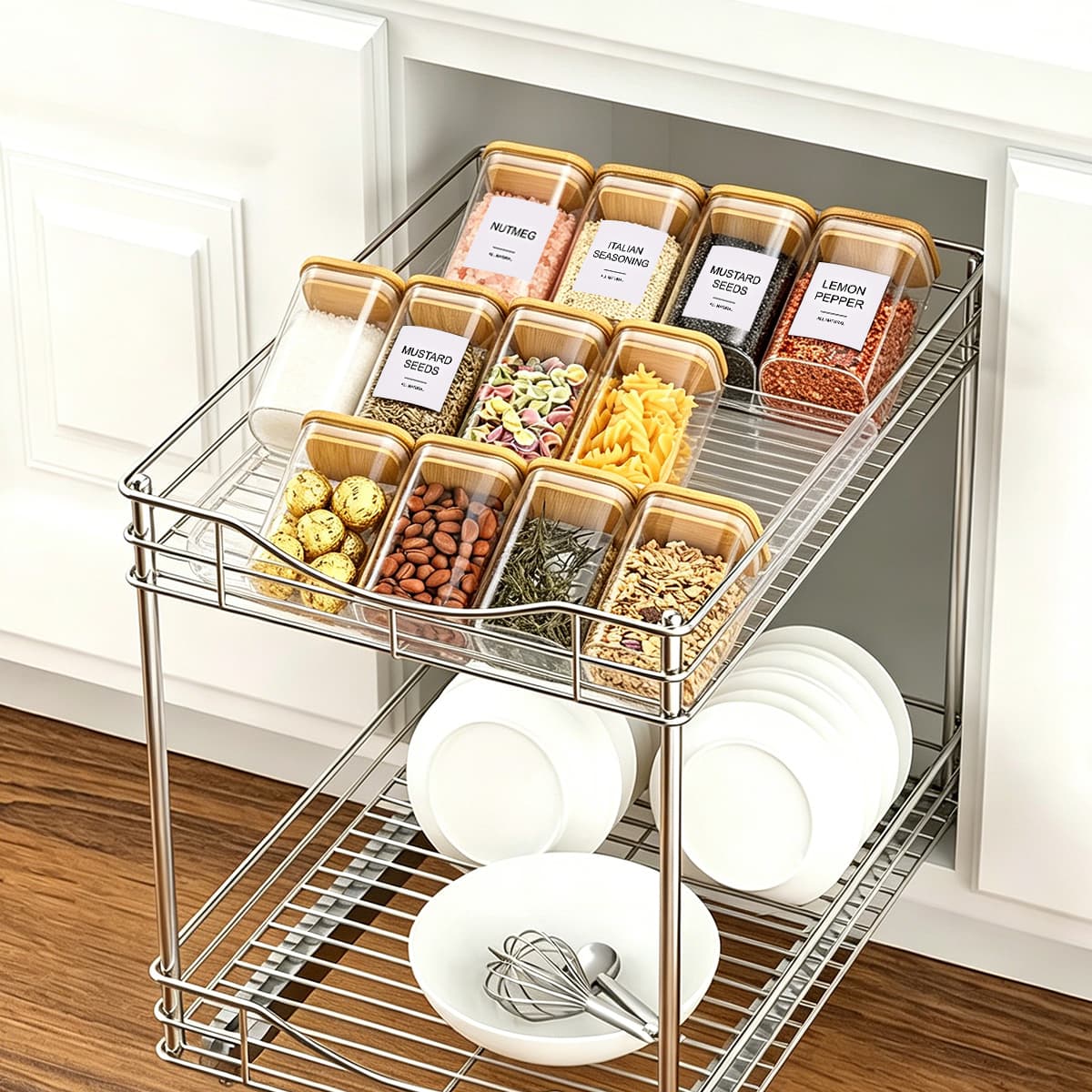 Stepped Spice Rack Shelves, 4-Pack, Clear – photo 4