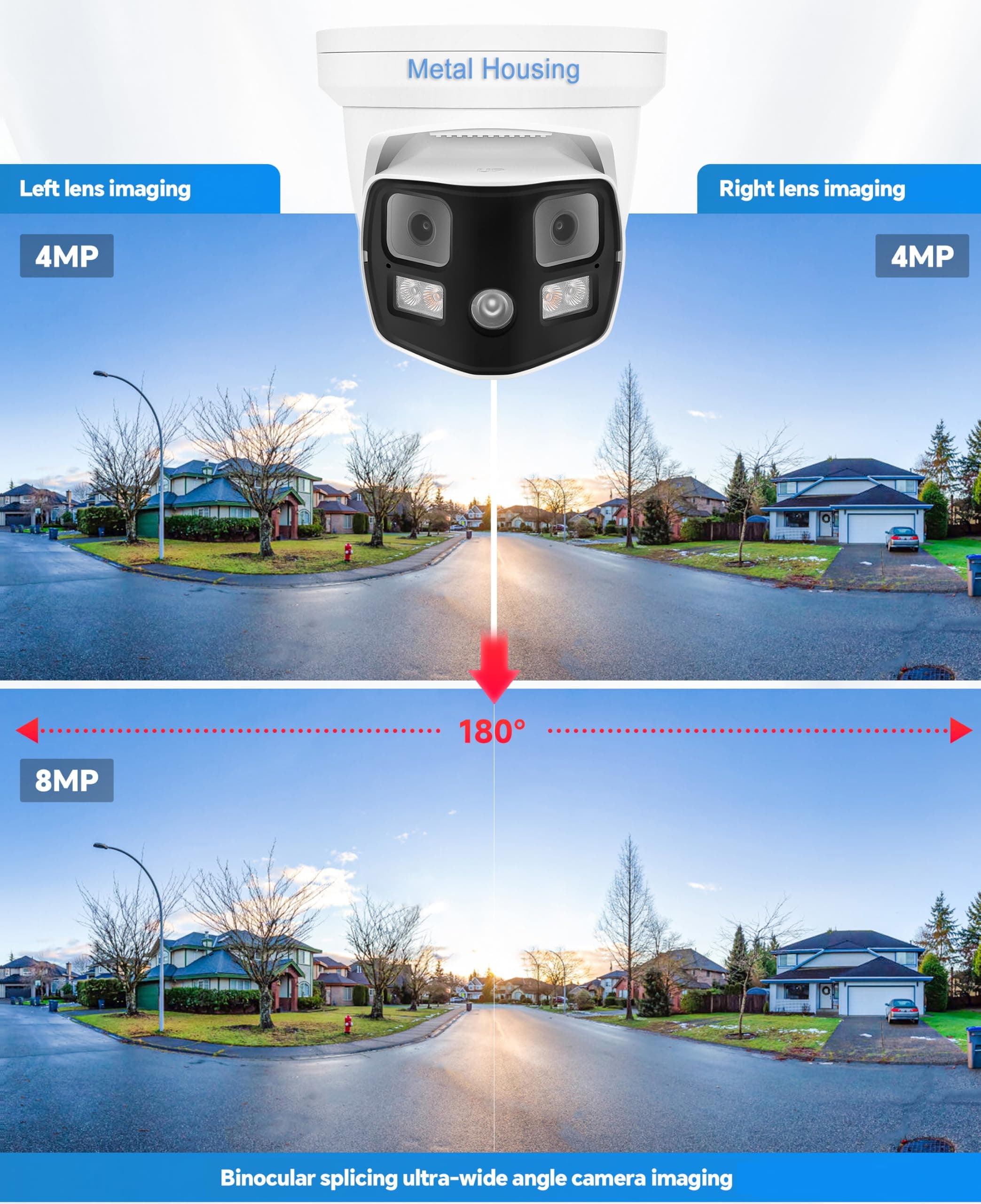 Real HD 8MP 4K Dual Lens PoE Security Camera – 180° Panoramic, Full-Color Night Vision, IP66, NDAA – photo 3