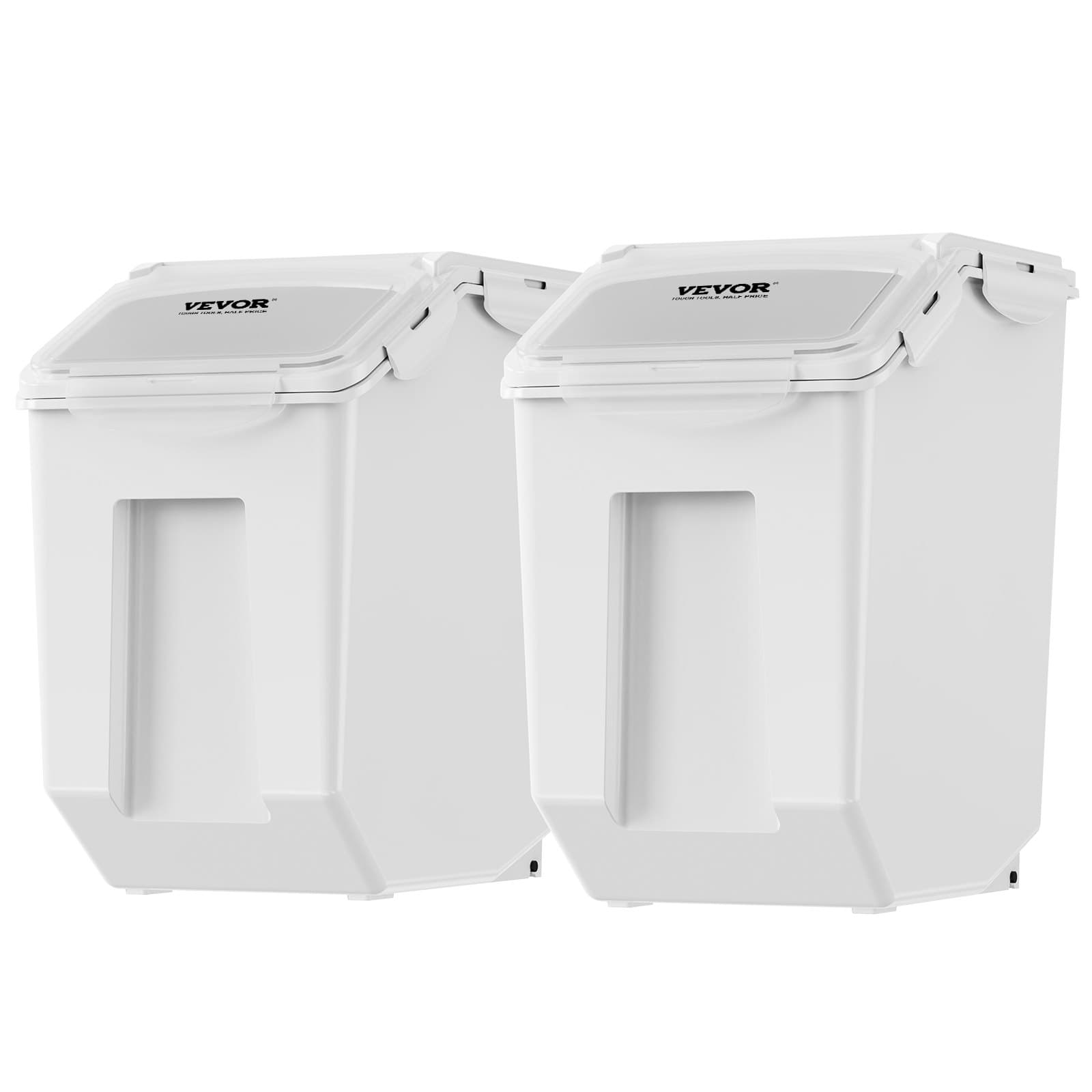 Ingredient Storage Bins, 2 x 15 L with Measuring Cups and Casters