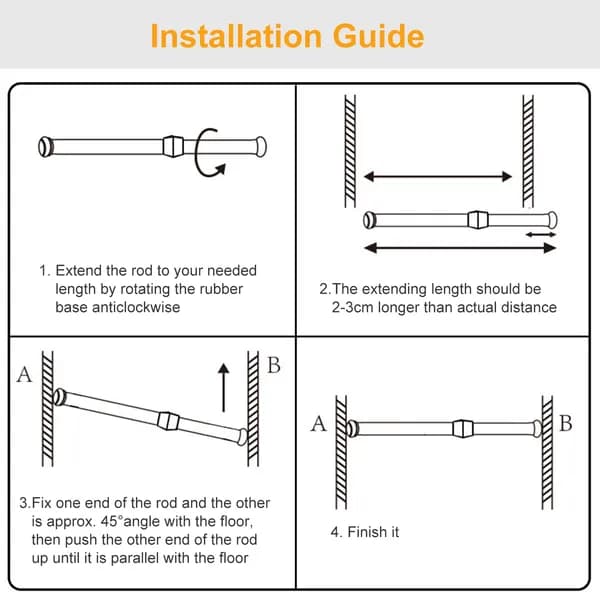 Spring Tension Curtain Rod, 21.7 to 35.4 in