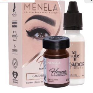 Eyebrow Henna Tint - Medium Brown Henna Brow Dye with Bamboo Extract for Enhanced